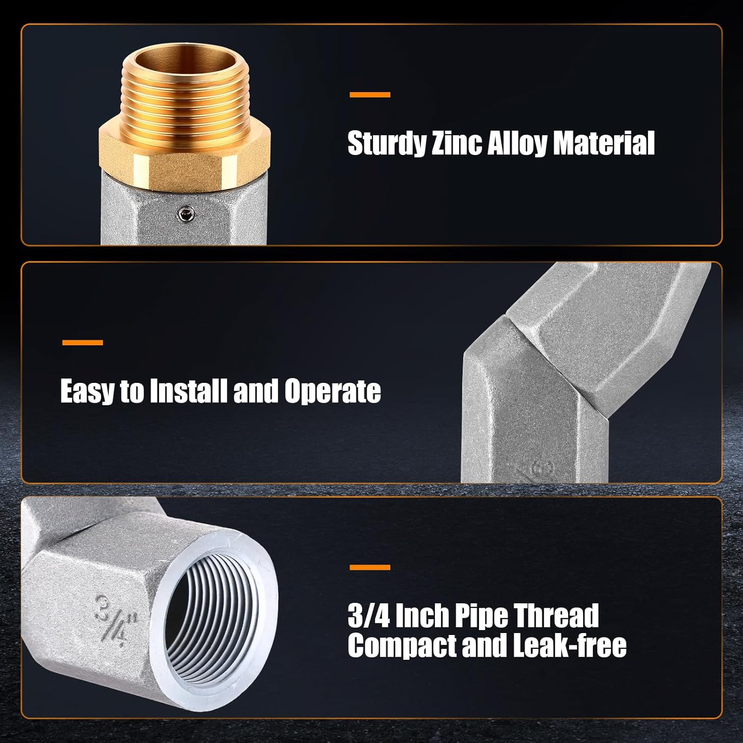 6 Pcs 3/4 Inch Fuel Hose Swivel Connector NPT Zinc Alloy 360 Rotating Fuel Nozzle Transfer for Multi Planes