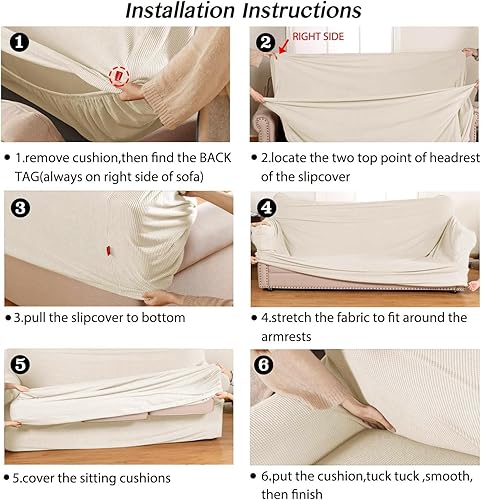 Vista 57 de Turquoize - Funda elástica para sofá de 2 piezas y 3 cojines, funda protectora lavable con elástico en la parte inferior, tela jacquard gruesa