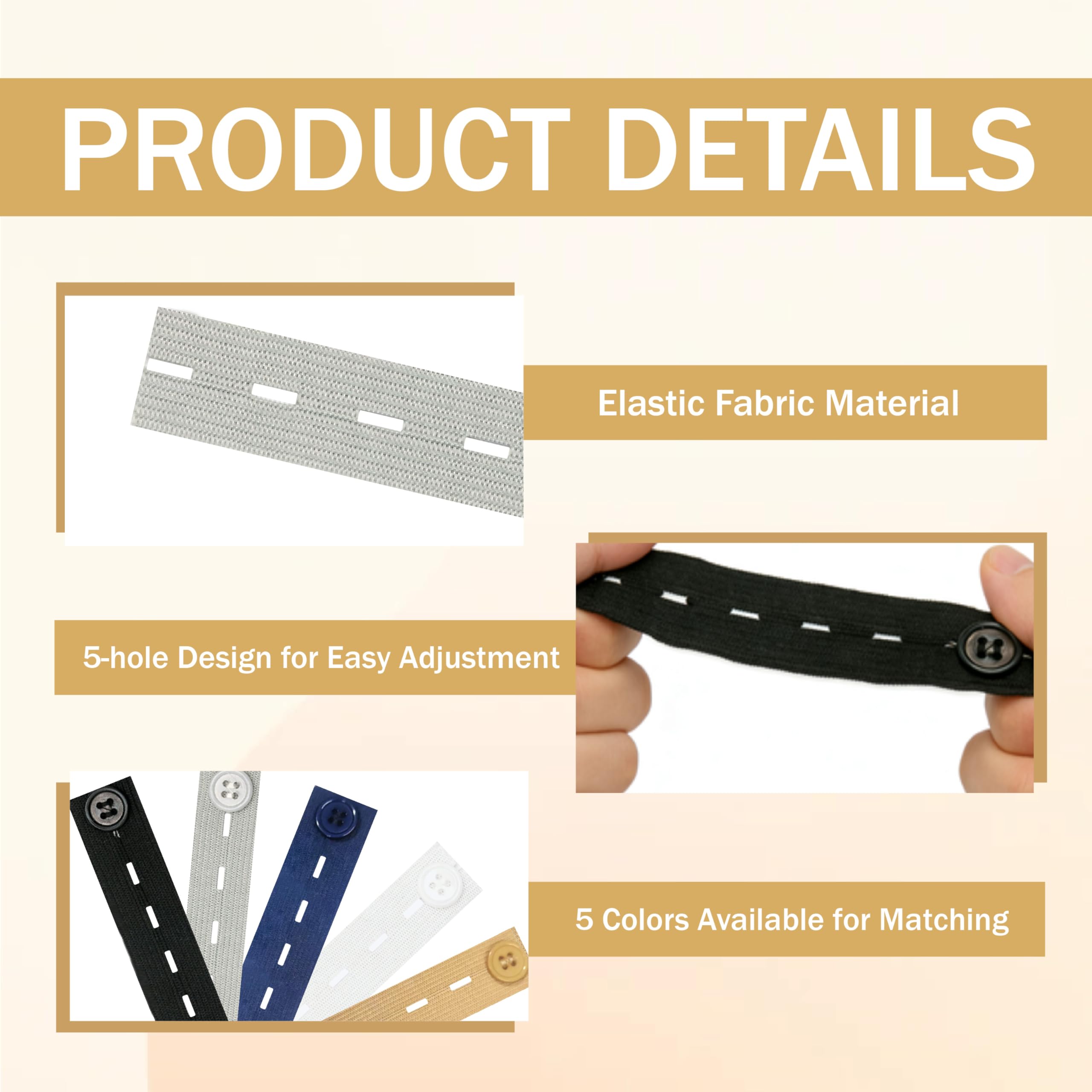 10 extensiones de cintura para pantalones, 9,3 x 2,5 cm para vaqueros, ampliación de cintura con botón, extensión de cintura elástica, extensión de cintura para pantalones para hombre y mujer