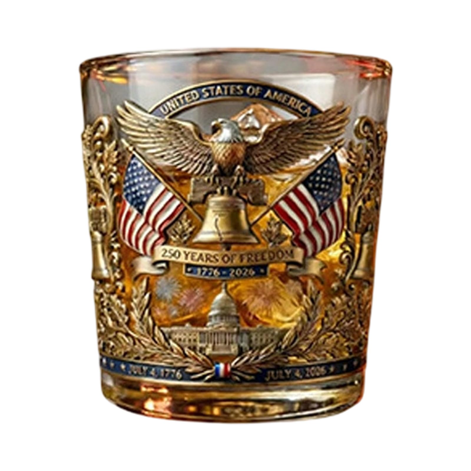 ZEPFJHE Distinctive Historical Collectible Item 250Th Anniversary of Independence Glassware Incised Nationalistic Wine Glass