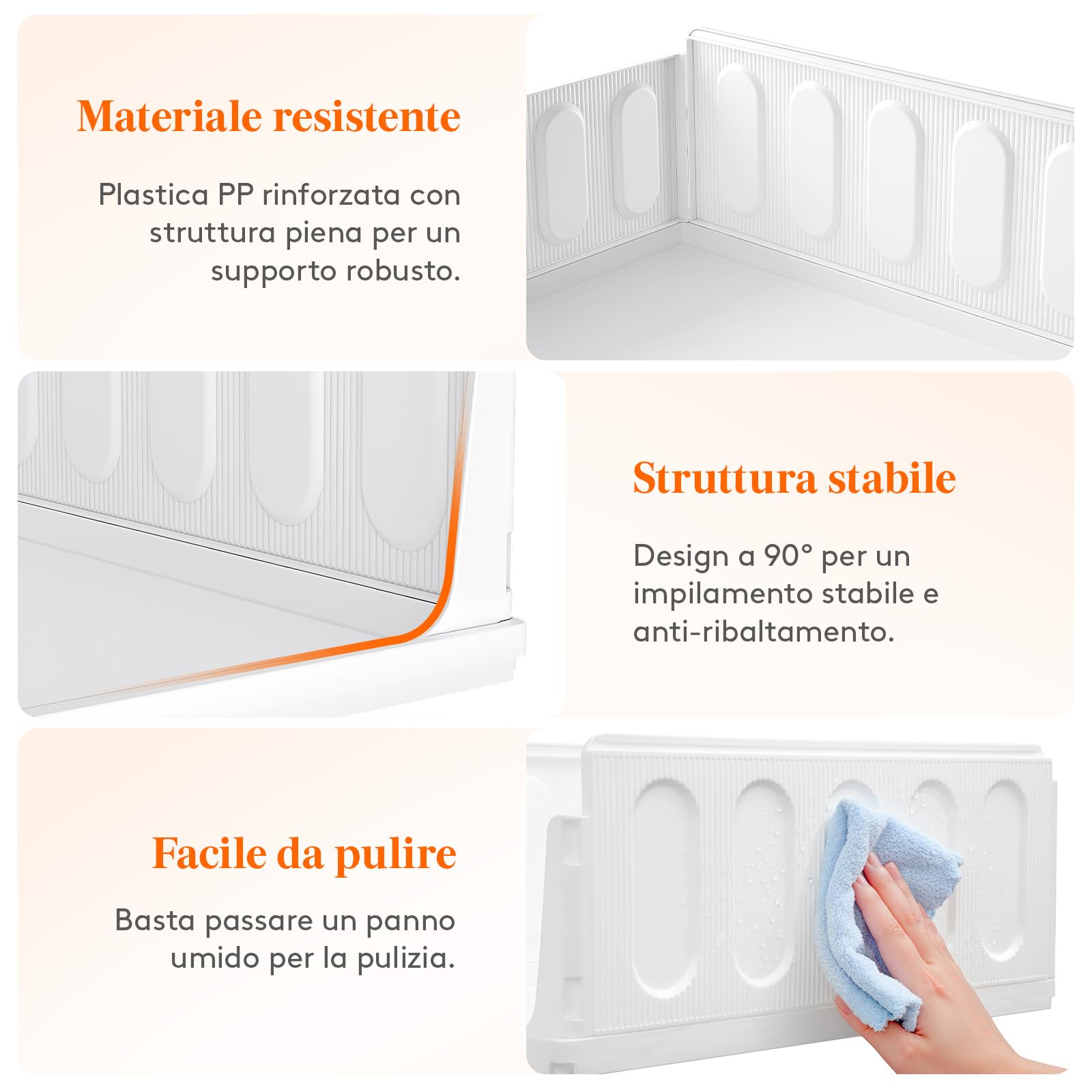 Lifewit Organizer Armadio Interno, Impilabili Contenitori per Vestiti, Contenitori con Cassetti Salvaspazio Estraibile, Scatole Portaoggetti per Cucina, Bagno e Camera da Letto, 24L, Bianco, 5 Pezzi