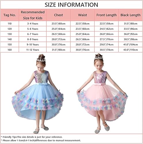 Miniatura 6 de HIHCBF Disfraz de unicornio para niñas, Halloween, Navidad, lentejuelas, princesa, vestido de tul alto, vestido de fiesta de cumpleaños con diadema