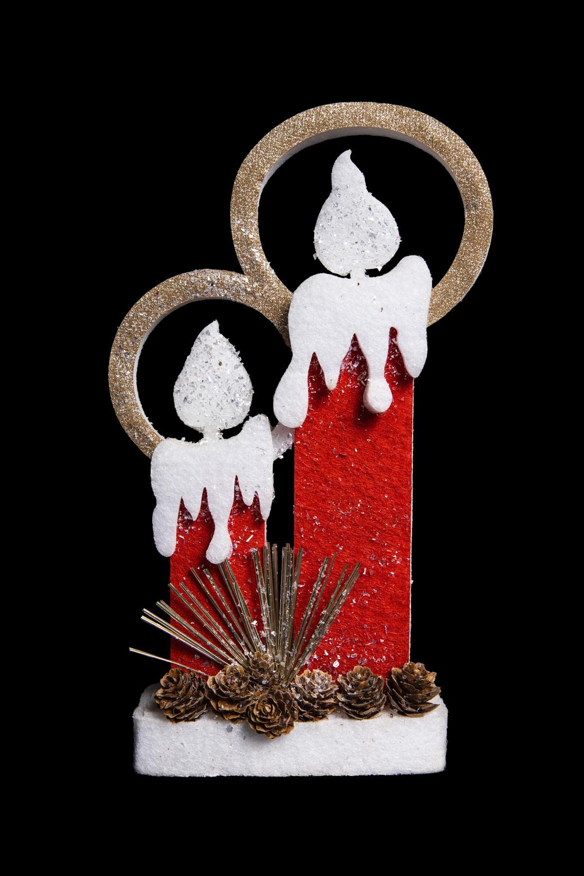 Shatchi Pre Lit Twin Christmas Candles - Red