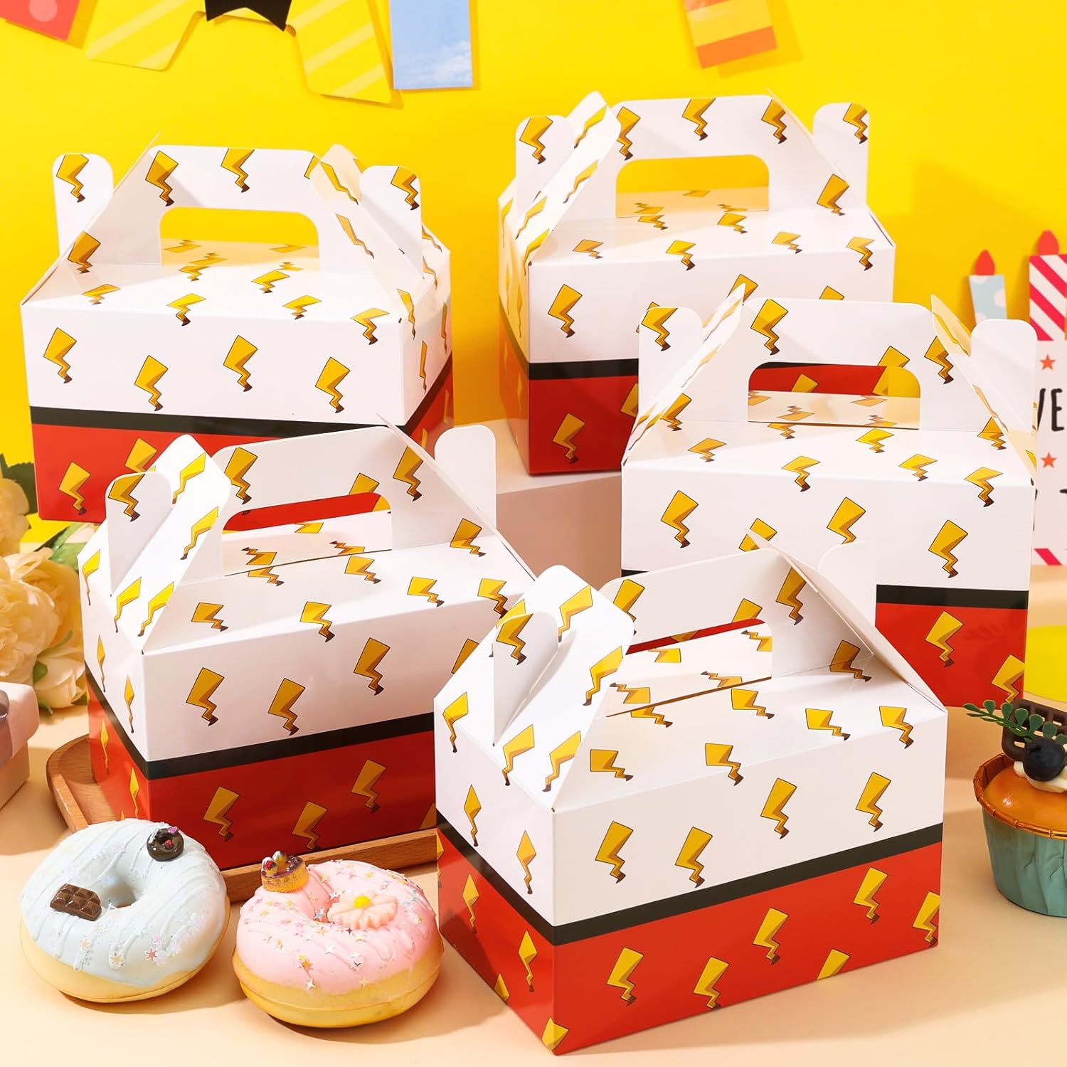 HIYZI 24 PCS Cartoon Animation Party Favor Bags Birthday Paper Goodie Boxes Red White Candy Box for Boys Girls Theme Party Stuffers Decorations - Image 4