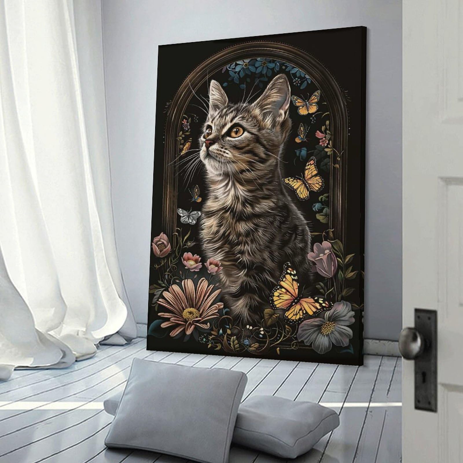 Junmoney European Shorthair Wall Picture Print 08x12inch(20x30cm), for Corridors, Hallways Or Apartment Entries, Decorative Canvas Styling for Entry Areas