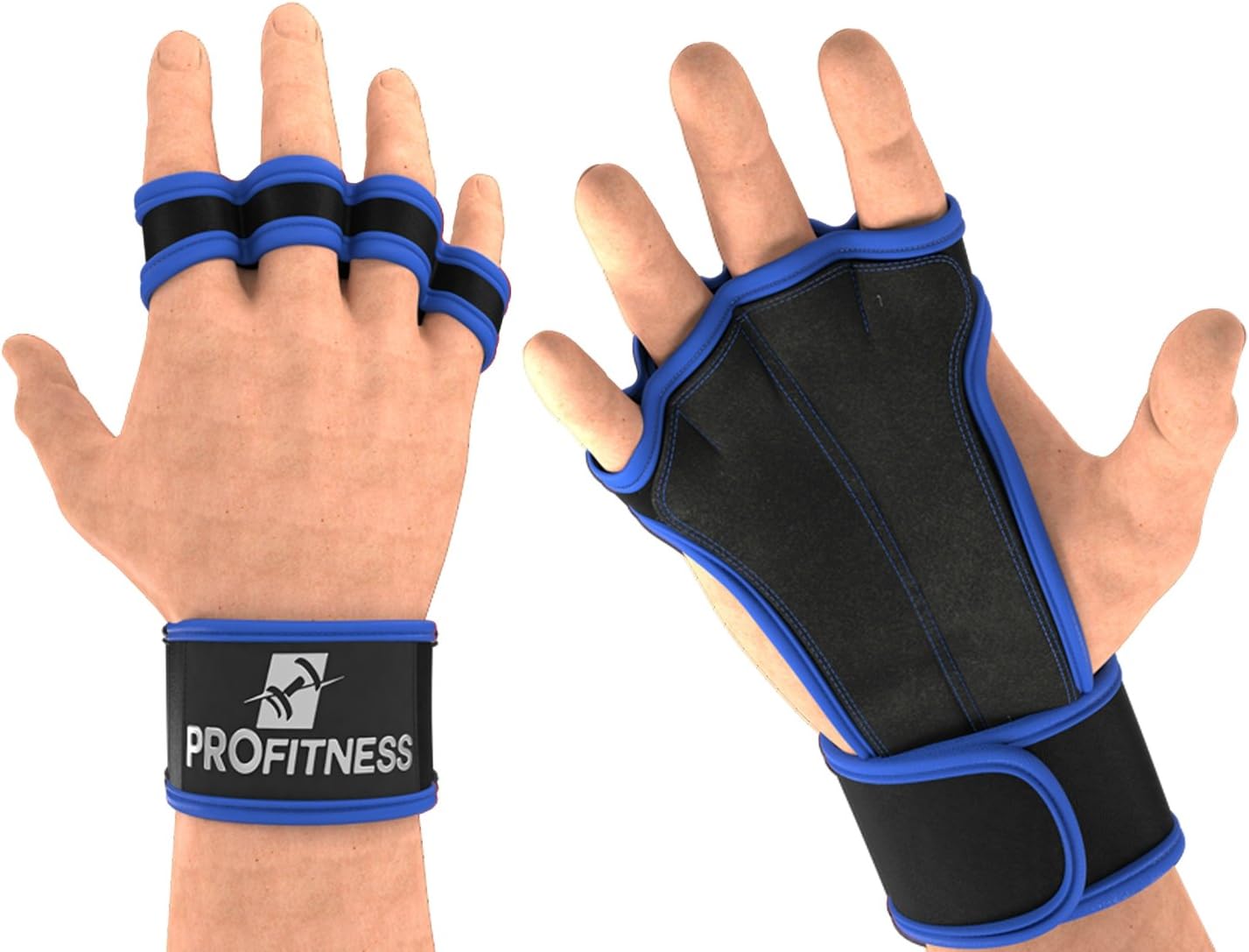 ProFitness Ventilated Cross Training Gloves with Wrist Support - Split Leather with Silicone Padding for Strong Grip + Protection from Injury - for Gym Workout, Weightlifting, Powerlifting & WOD