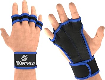 ProFitness Ventilated Cross Training Gloves with Wrist Support - Split Leather with Silicone Padding for Strong Grip + Protection from Injury - for Gym Workout, Weightlifting, Powerlifting & WOD
