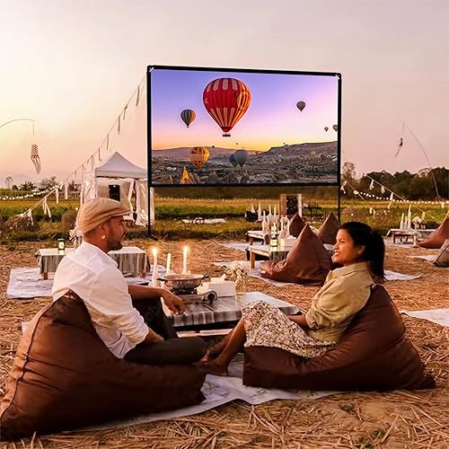 Miniatura 7 de GT GETCO TECH Pantalla de proyector con soporte, pantalla de 150 pulgadas para interiores y exteriores, proyector portátil 4K HD pantalla S,