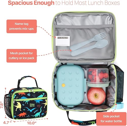 Miniatura 3 de Lonchera térmica para niños, lonchera reutilizable para niños con soporte para botella de agua, bolsa de almuerzo para guardería y escuela, fácil de
