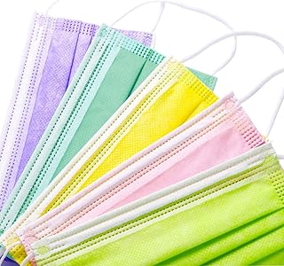 LUCIFER 100Pcs Multicolor Disposable Face Masks, 3 Layers Facial Safety Masks with Adjustable Elastic Ear Loop Disposable ...