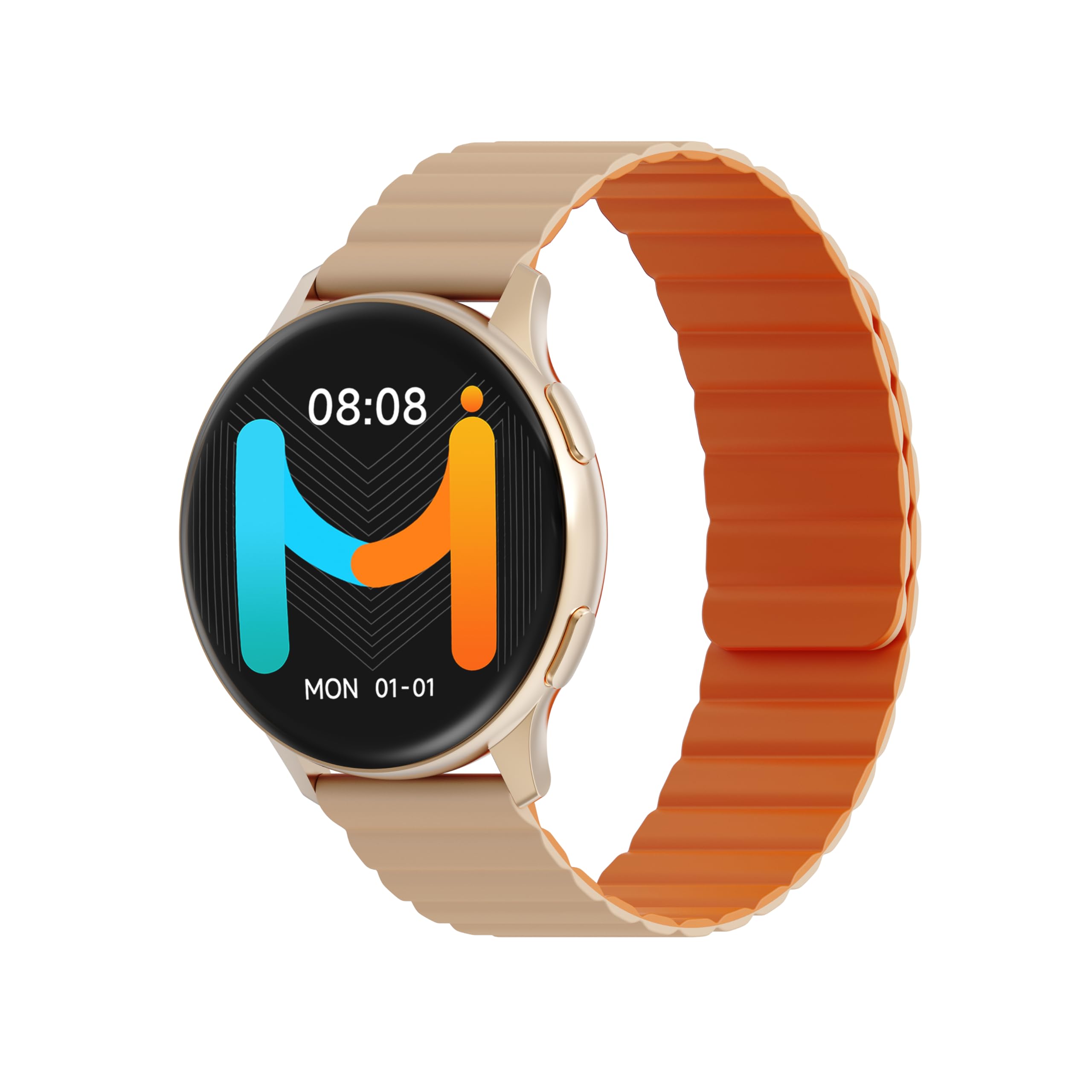 IMIKI HOLO PRO KW66 męski i damski smartwatch, wyświetlacz AMOLED1.43, łączność Bluetooth, pasek magnetyczny, pomiar tlenu we krwi i tętno, Android i iOS - złoty