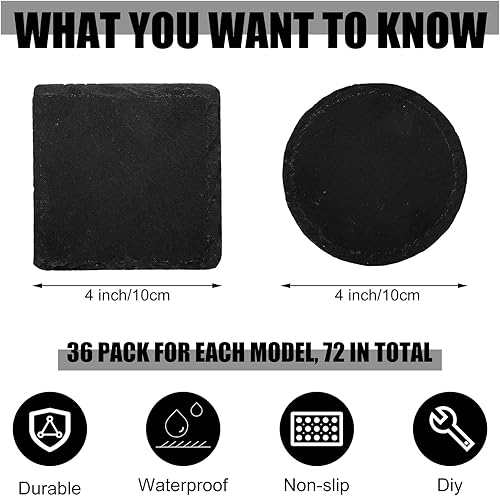 Miniatura 3 de Hoolerry 72 posavasos de pizarra de Navidad a granel cuadrados y redondos de 4 pulgadas para grabado láser, bordes naturales en blanco con parte