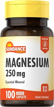 Sundance Magnesium Supplement | 250mg | 100 Caplets | Essential Mineral Formula | Vegetarian, Non-GMO, Gluten Free