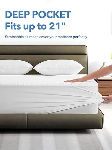 Miniatura 5 de Renvix Protector de colchón impermeable tamaño King, protector de colchón de bambú de alta calidad, ultra suave, transpirable, sin ruido, funda de