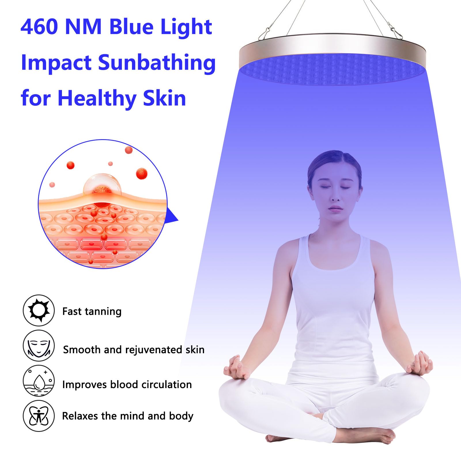 Solarium para el Hogar 50W 250 LED 460NM Portátil Lámpara de Bronceado Plegable Soporte Ajustable