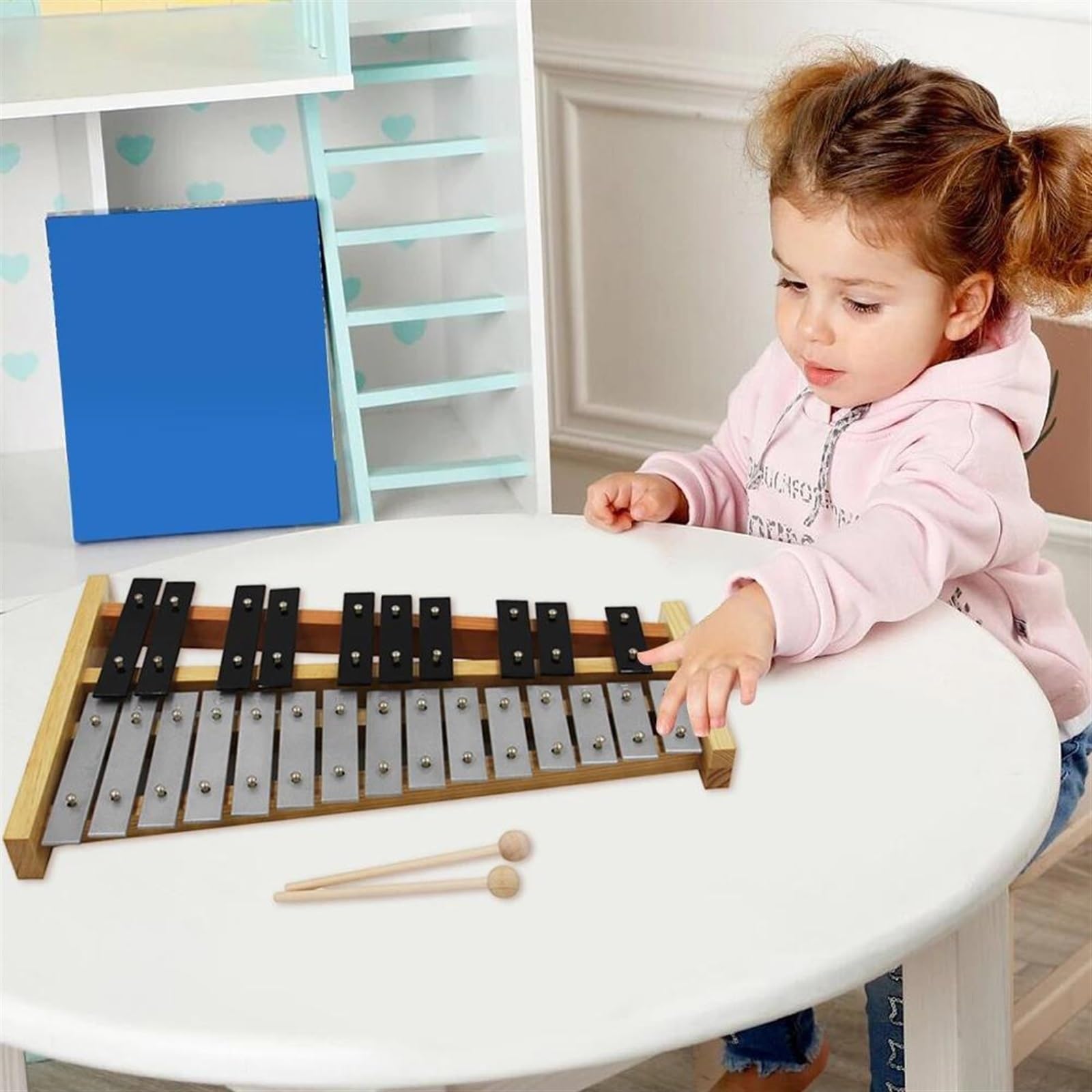 Instrumento de percusión Glockenspiel con caja armónica de metal de 25 notas para principiantes Kit De Glockenspiel Profesional