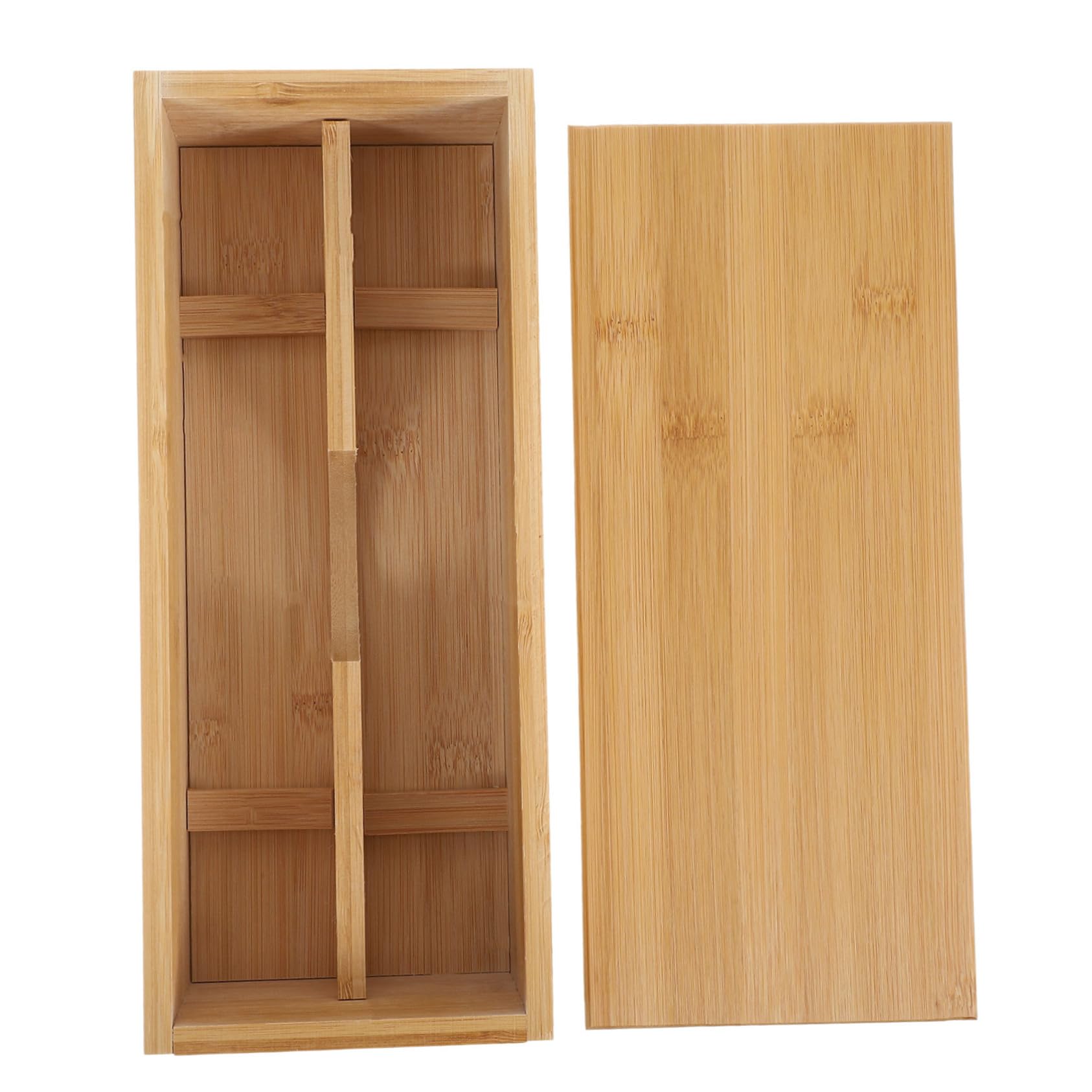 IMIKEYA Organisateur de Tiroir Cuisine en Bambou Jaune, Boîte à Couverts Élégante et Simple de Style Japonerie, Grosse Capacité pour Rangement D'ustensiles à Domicile ou Banquets