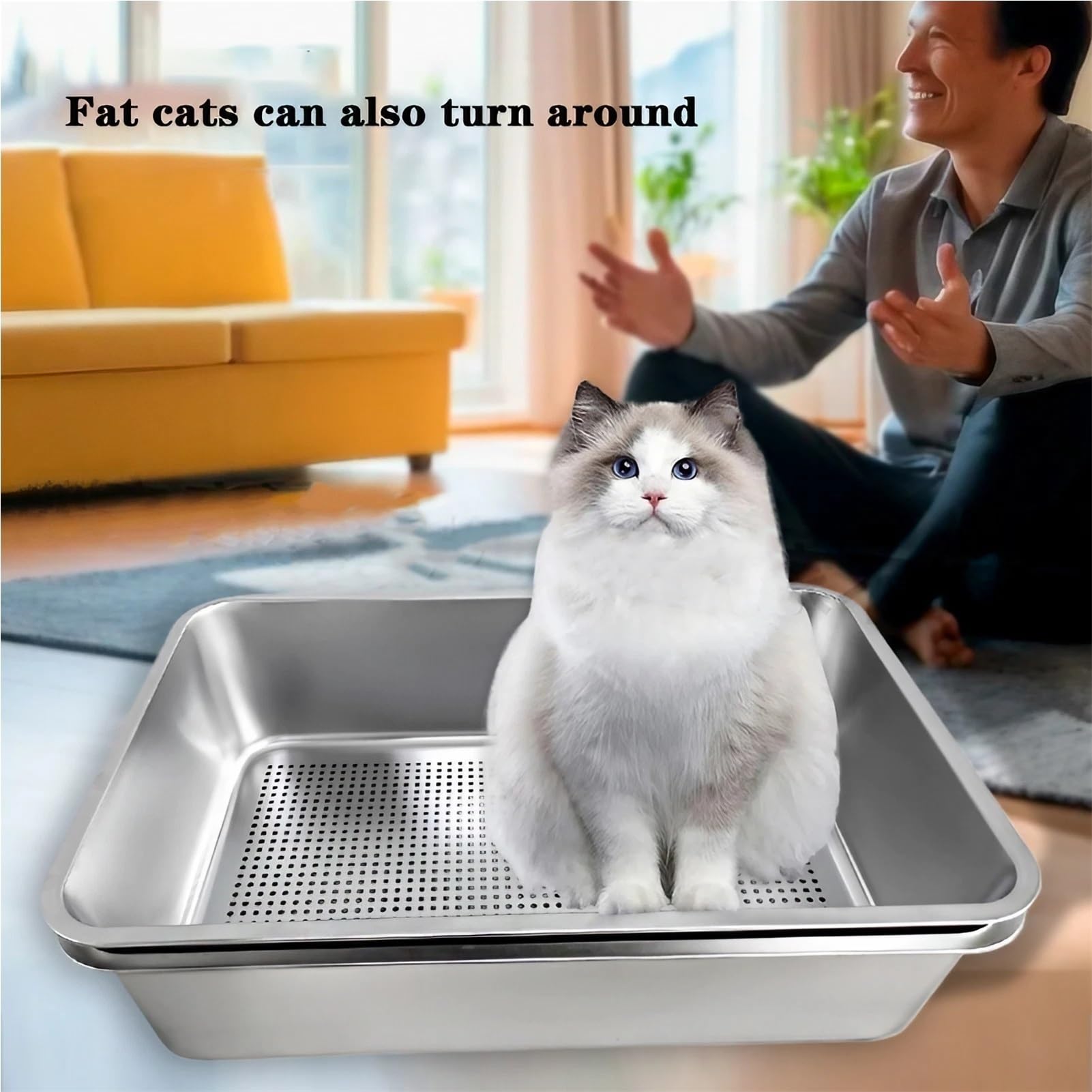 Caja De para Gatos Acero Inoxidable - Arenero Grande con Filtro Autolimpiable - Metálica Superficie Lisa Sin Olores - Ideal para Gatos y Conejos