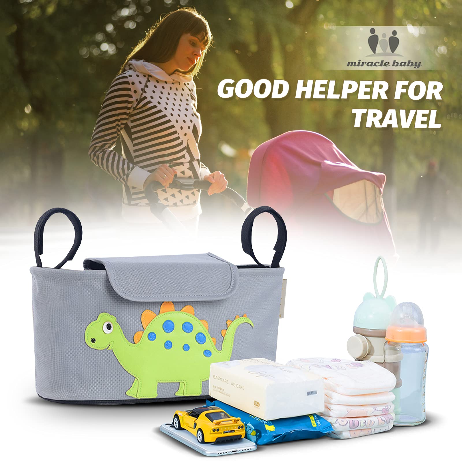 Borsa per Passeggino Universale Portaoggetti con Tracolla,Neonati Borsa Organizer,Portaoggetti Impermeabile Con Cerniera,Tasche di Design per la raccolta di Salviette, Pannoli, Merenda
