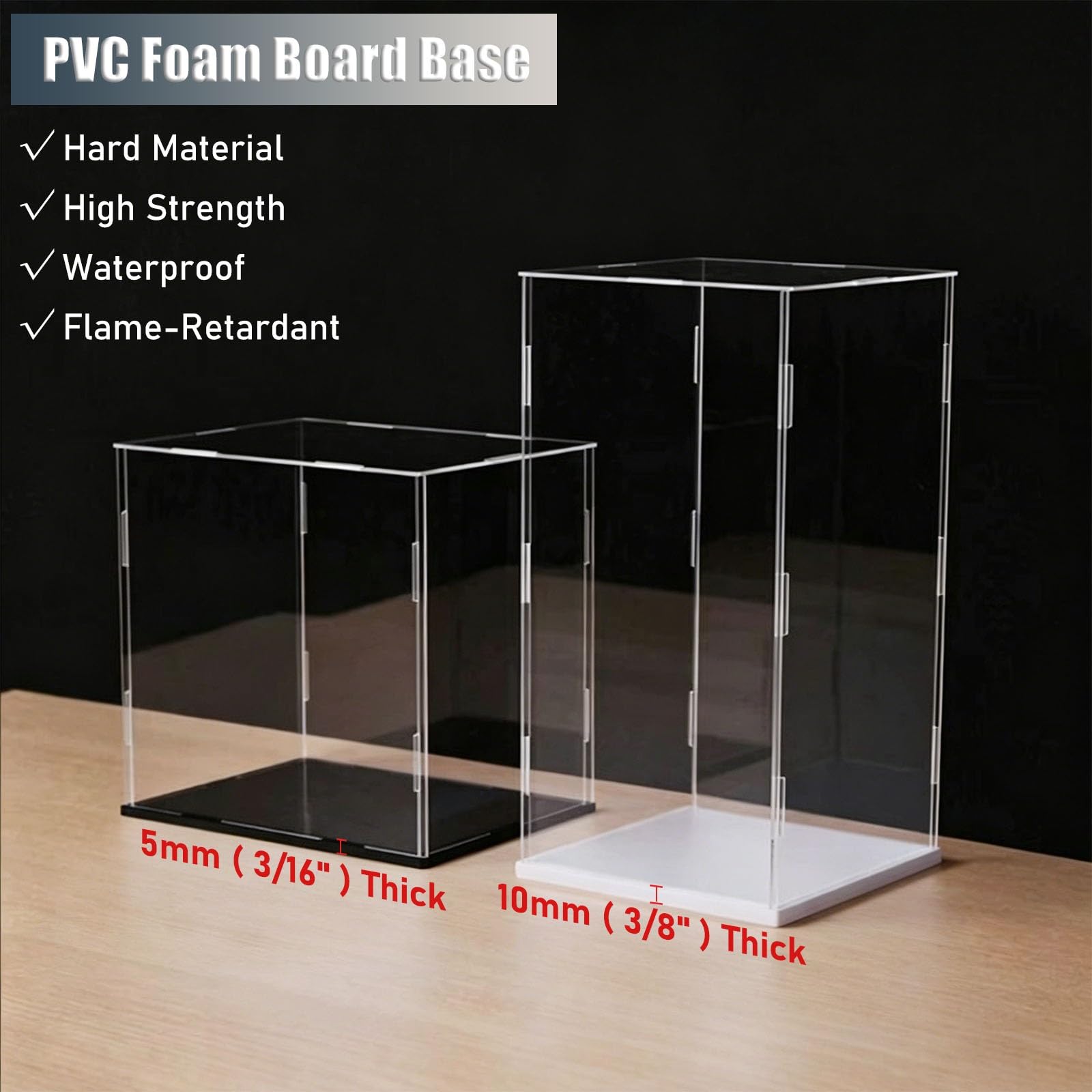 Vitrina Acrílico Acrílico Transparente Fácil Montaje Vitrina, A Prueba De Polvo Vitrina para Figuras De Acción / Zapatillas Deportivas / Bolsos Grandes(Black Base,30x30x30cm LxWxH)