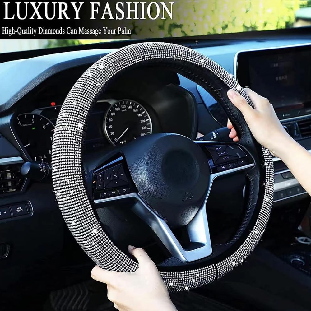 Kristall Lenkradbezug Weiß - Funkelnder Diamant-Look Für Damen