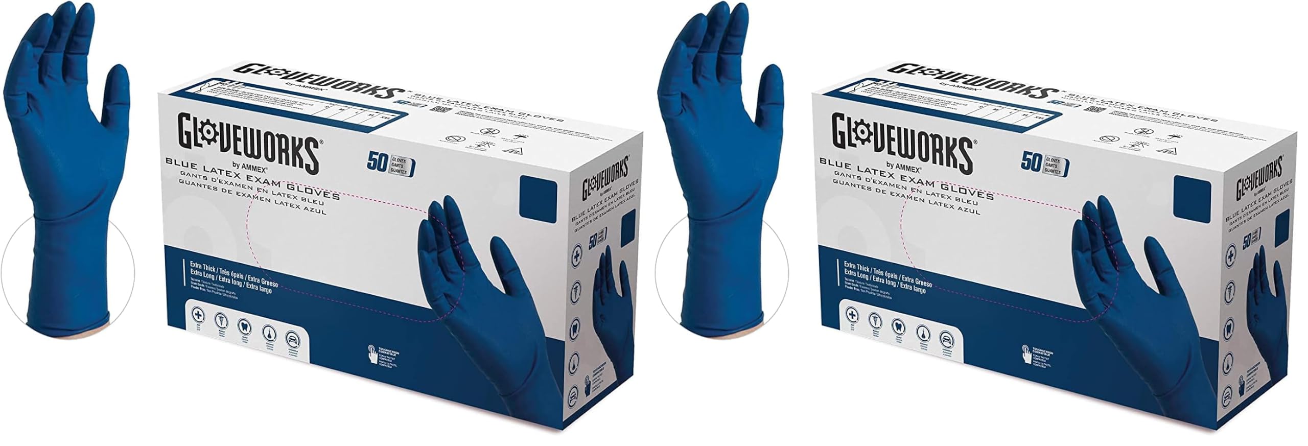 Amazon.com: GLOVEWORKS HD Medical Blue Latex Gloves, Box of 50, 13