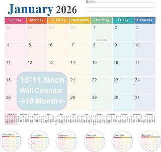 2026-2027 Magnetic Calendar for Refrigerator, 18 Monthly Fridge Calendar Magnet January 2026 to June 2027, 11.8" X 10" (Colorful Designs)