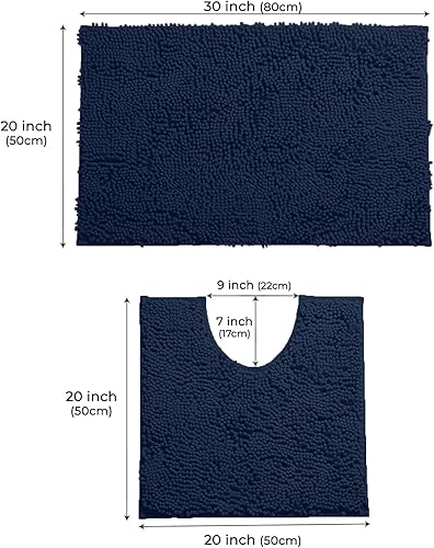 Vista 2 de LuxUrux Juego de alfombras de baño de 2 piezas secado rápido, felpa suave antideslizante, súper absorbente. Incluye rectangular (31 x 20 pulgadas)