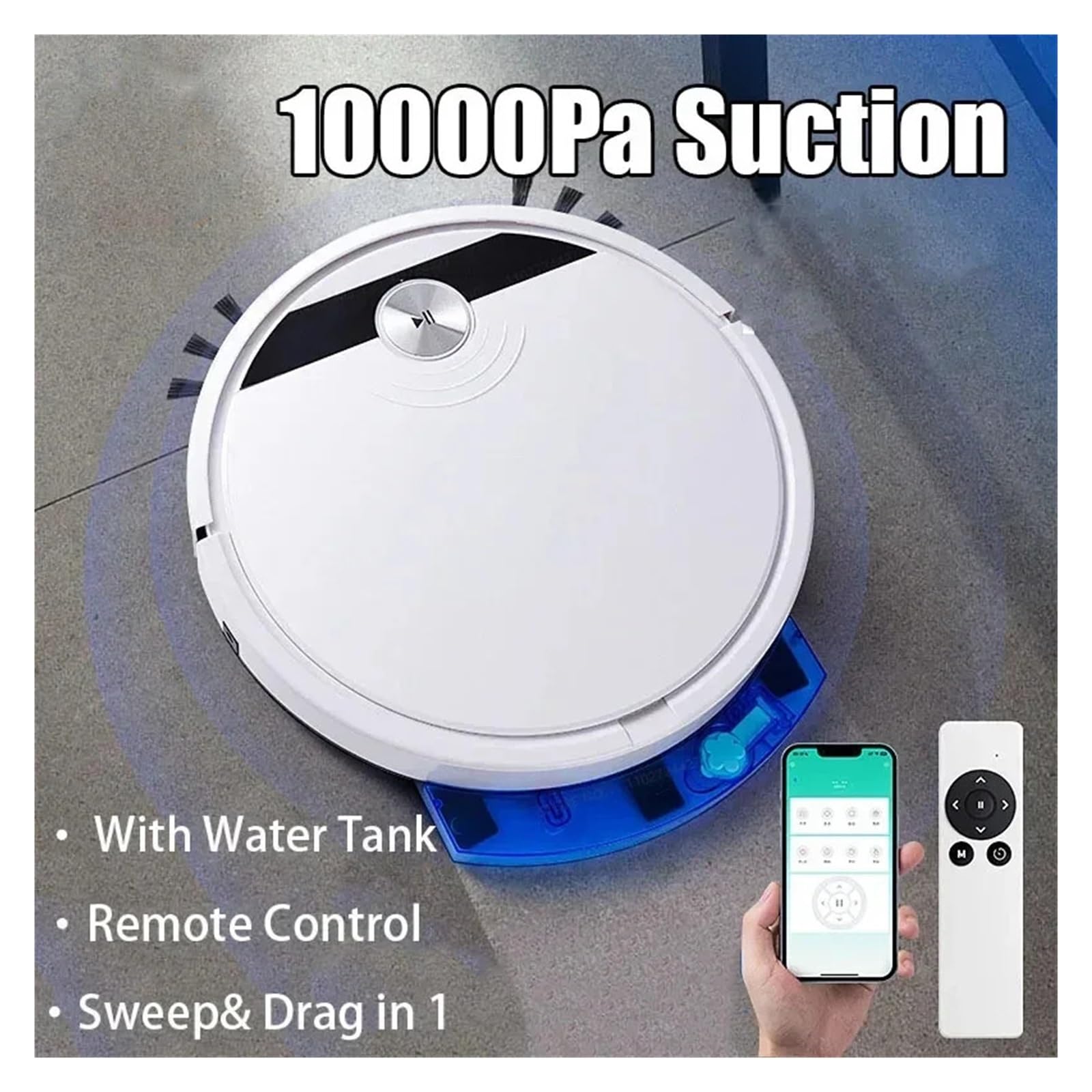 do sierści zwierząt, twardych podłóg, dywanów 2800PA 3-in-1 RS800 With Remote Control&APP Super Quiet Smart Robot Vacuum Cleaner Wet&dry Mopping Floor Home Appliance(Burgundy)