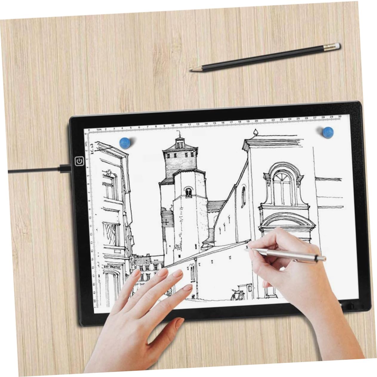 Boîte Lumineuse LED Magnétique A4 en Acrylique, Règle Intégrée