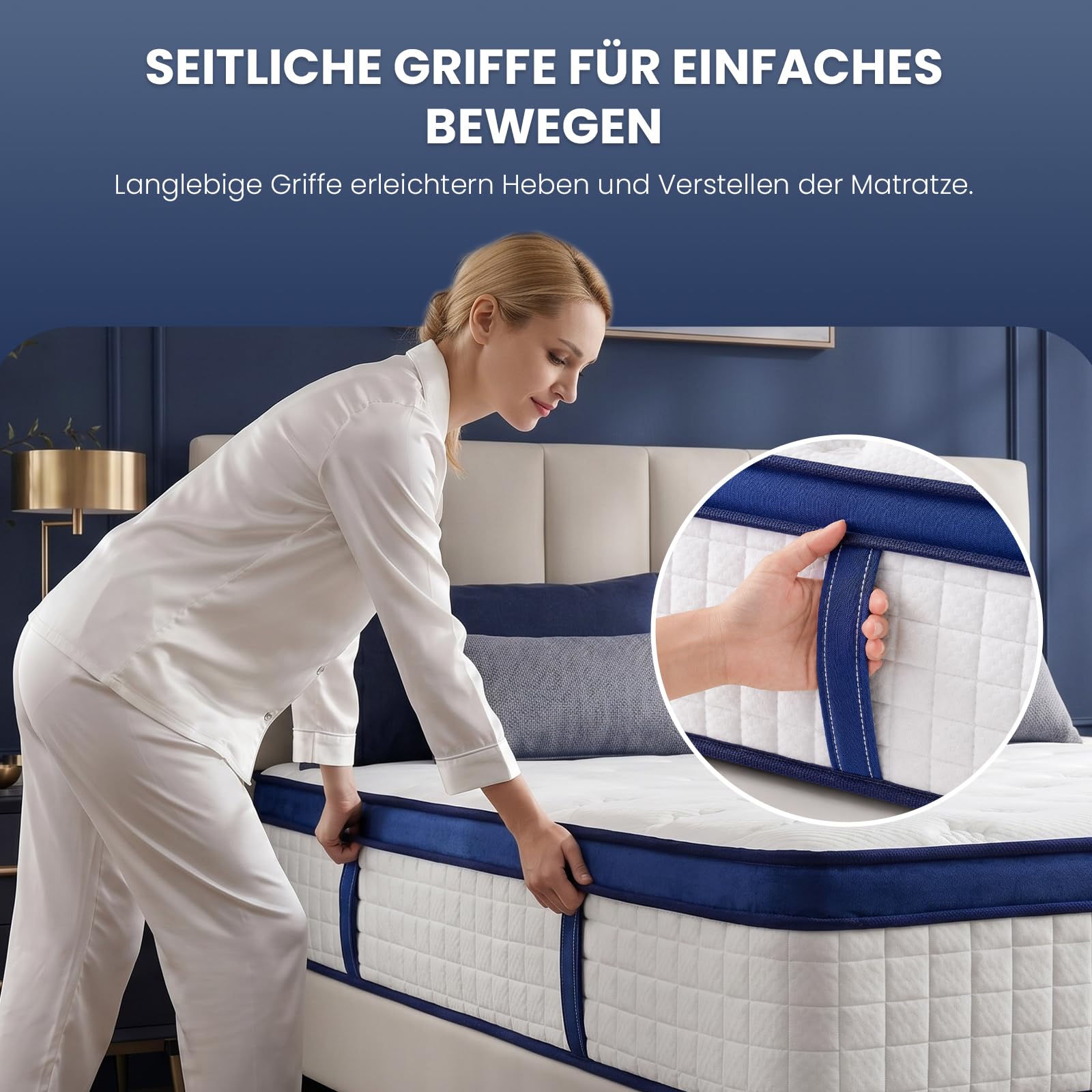 L'AGRATY Matratze 140x200cm Federkernmatratze (25cm Höhe) 7-Zonen Orthopädische Taschenfederkernmatratze mit Comfort Memory-Schaum Schicht,Mittlerer Härtegrad (H4), Rückenentlastende