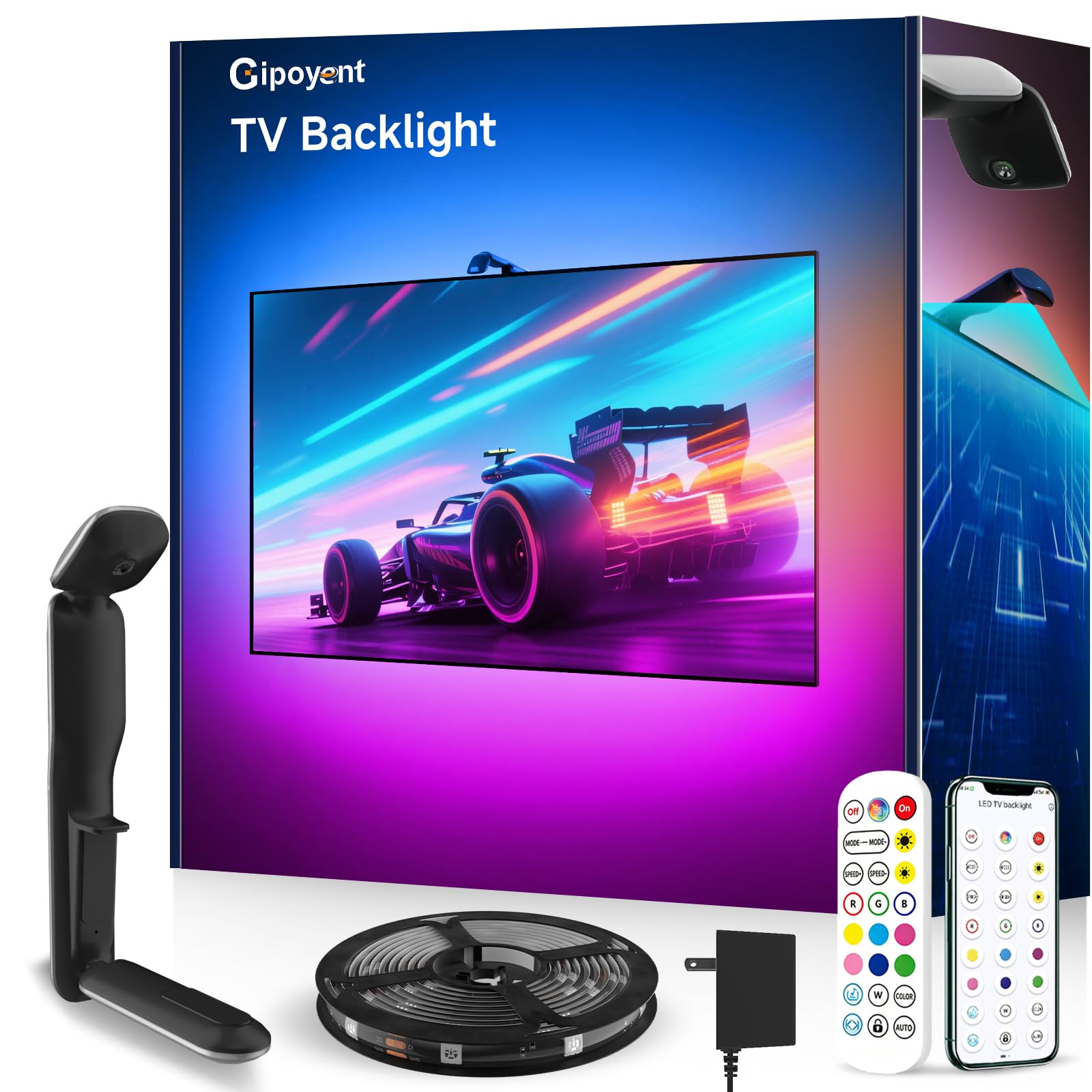 GIPOYENT 20.34FT TV LED Lights with Camera Sync to Screen for 65–100 in TV
