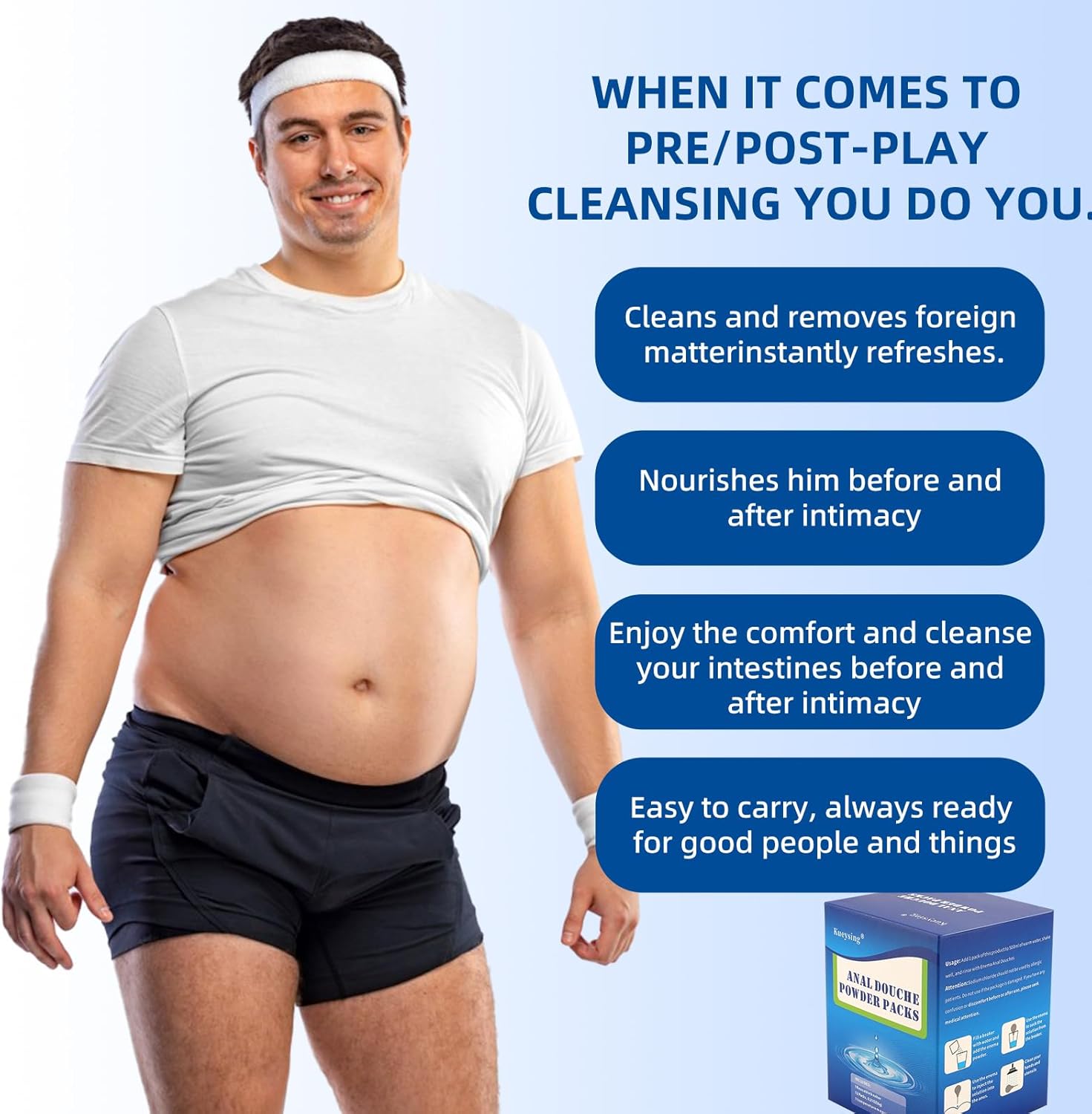 Anal Douche Powder Anal Cleaner Shower Enema nal Cleaner pH Balanced Comes with Beaker Douche for Men Soothing Anal Flush Cleanser for Enema Bulbs 12PC