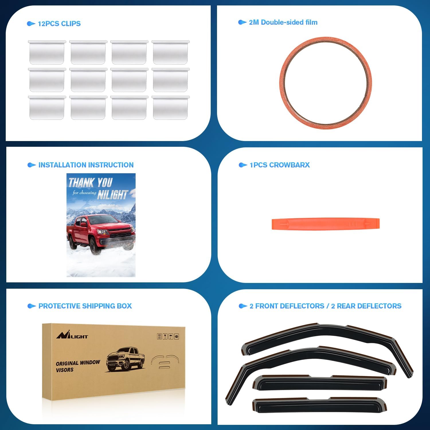 Nilight in-Channel Rain Guards for Frontier Crew Cab 2022 2023 2024, Vent Window Visors, Low Profile Wind Deflectors for Rain & Fresh Air Ventilation, Smoke Tinted, 4PCS