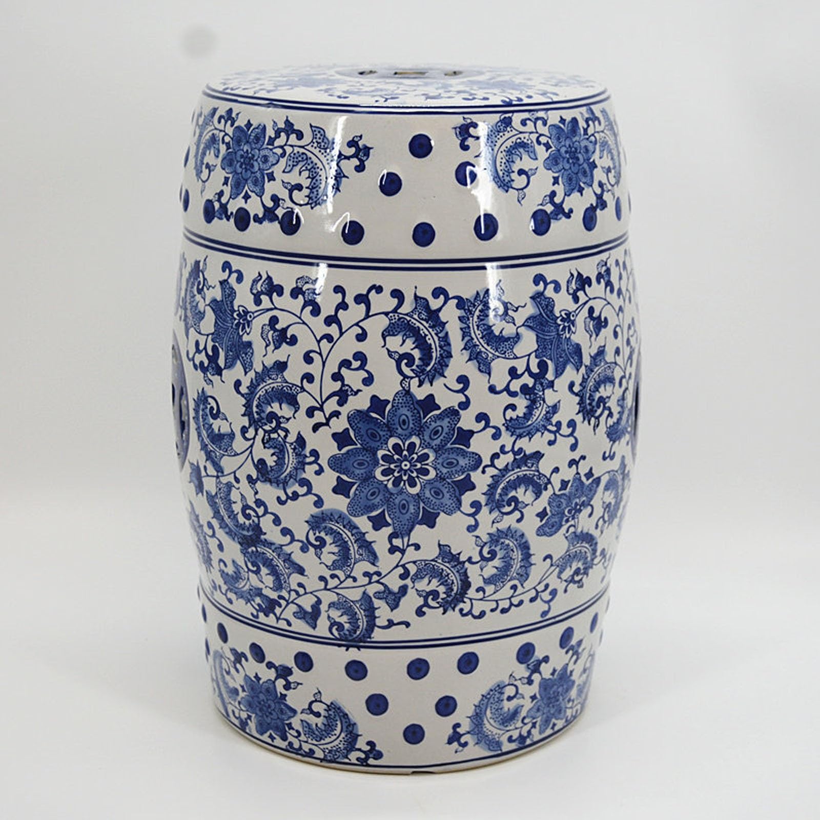 Taburete de tambor chino de cerámica, mesa auxiliar de porcelana azul y blanca para salón y jardín