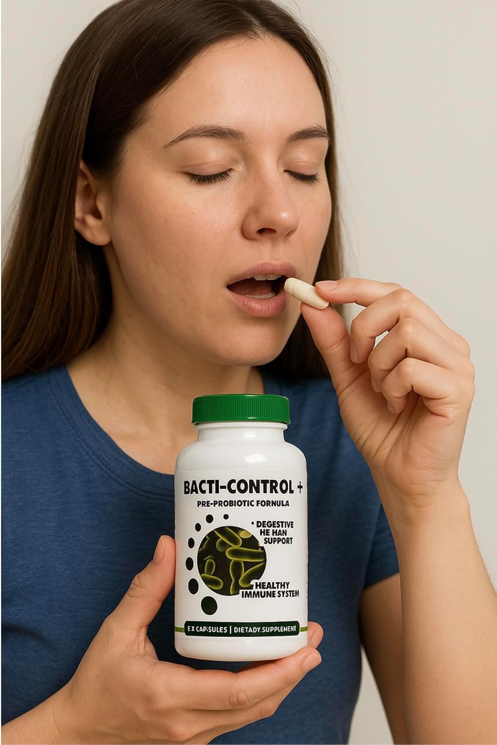 New. Bacti-Control - Maximum Strength Probiotic - Immume System Support 1 Bottle 60 Capsules Vital Support - Allnatural Bacterium