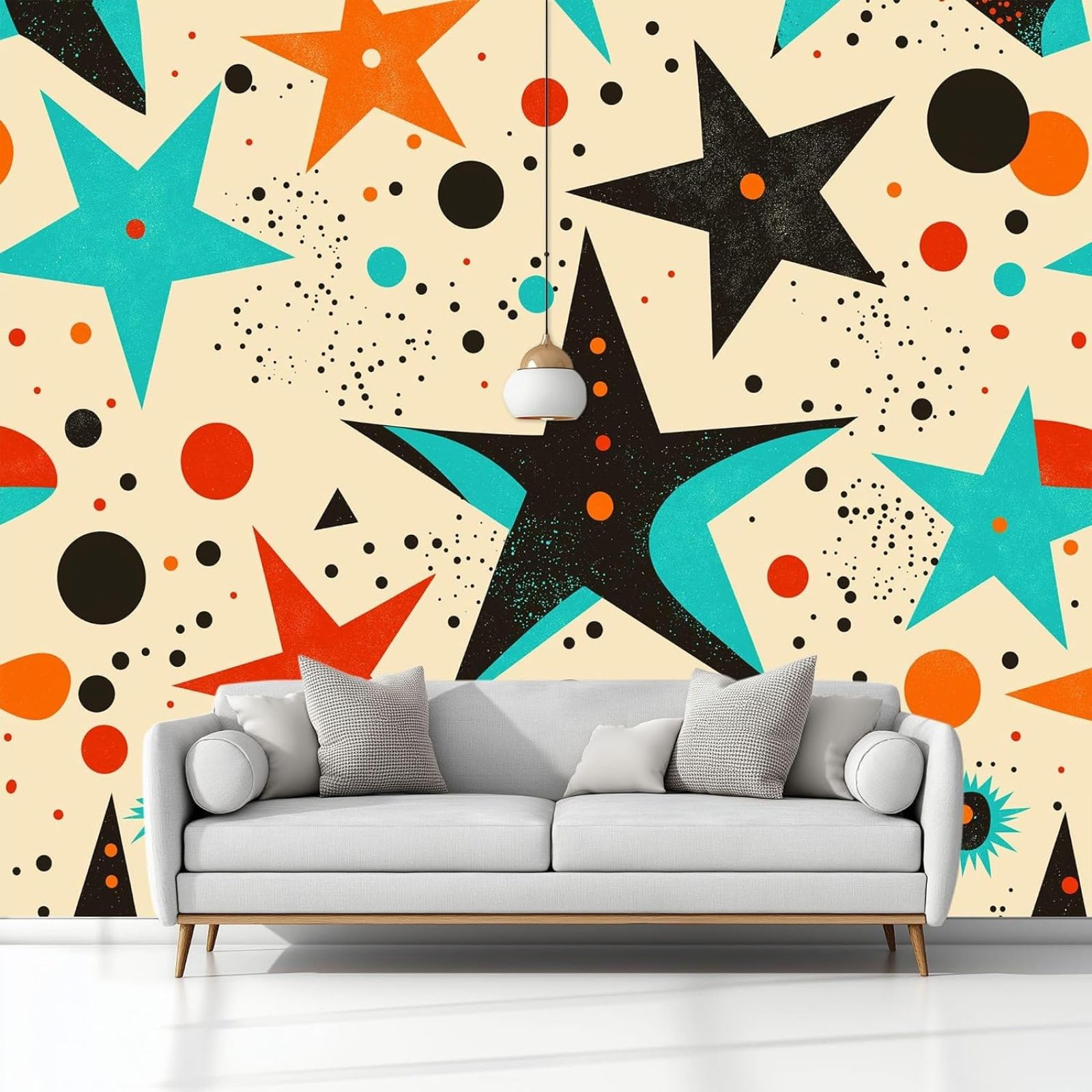 kfjhgbdshhj Retro Abstract Stars Photo Wallpaper, Non-Woven Wallpaper, Modern Wall Decor Design, Wall Decoration for Living Room and Bedroom, Cream, 200cm x 140cm