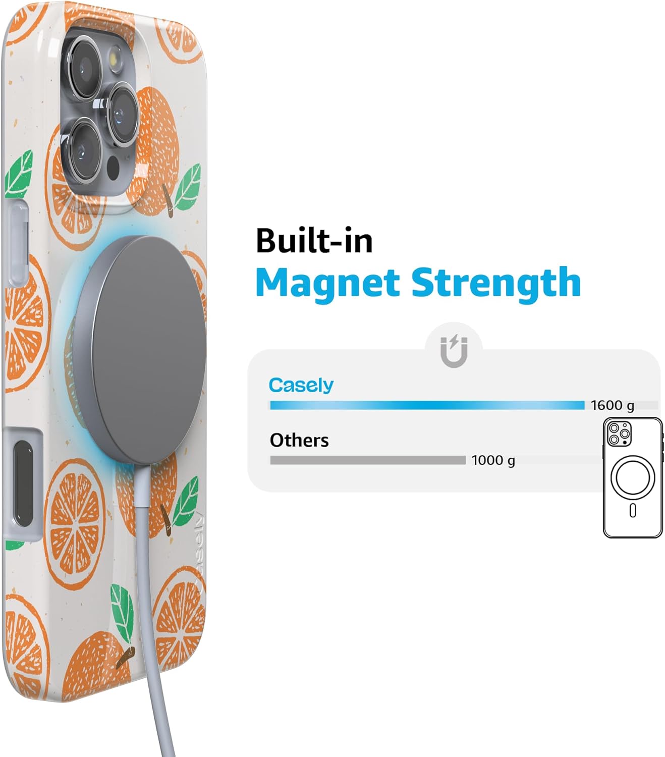 Casely iPhone 16 Pro Case | Main Squeeze | Orange Stamped | Compatible with MagSafe | Classic Ultra Slim Design