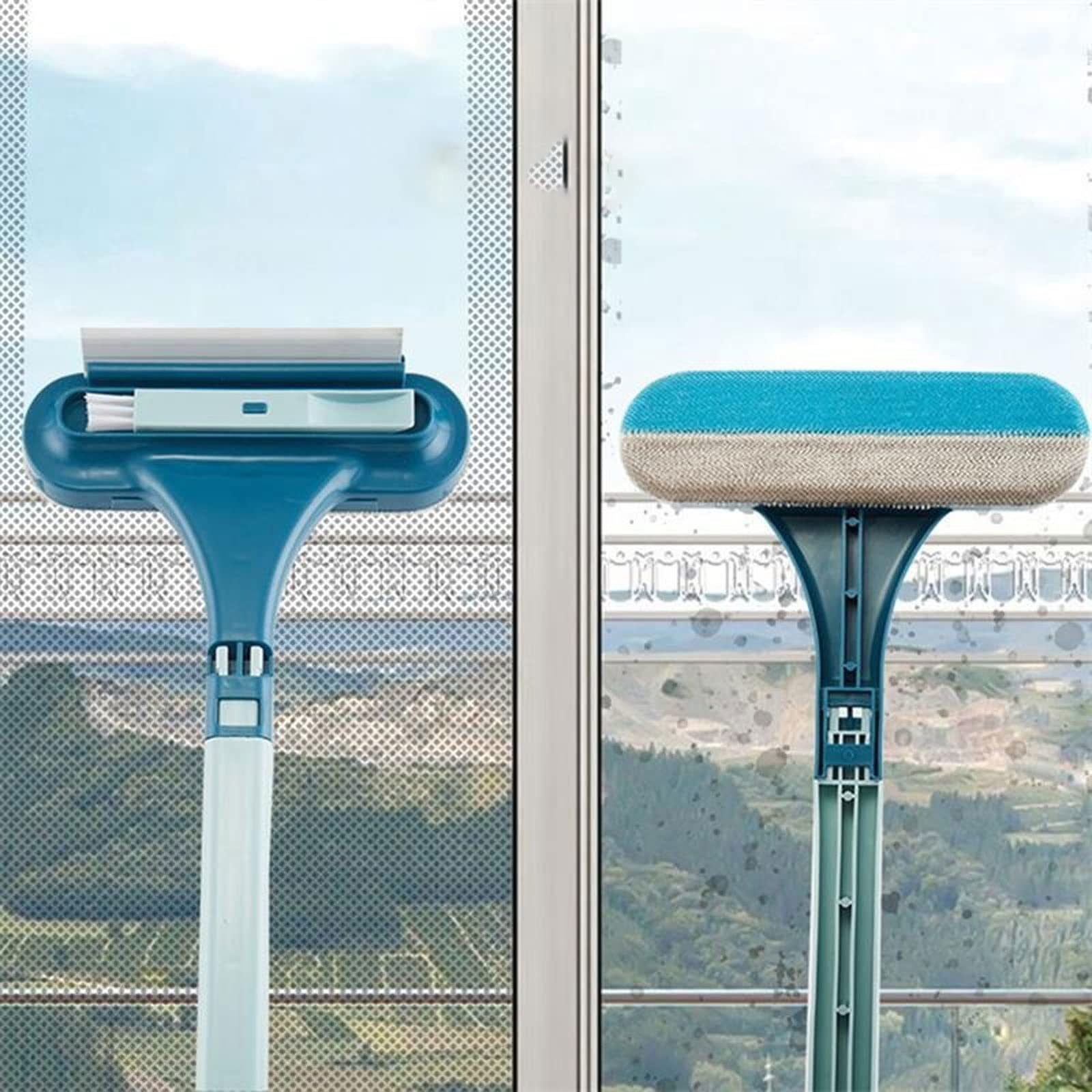 Rasquetas para Ducha, Azul 63x20cm escurridor de Ducha Ventana Pantalla Cepillo Limpiador Vidrio Extensible Desmontable