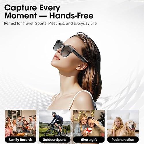 Miniatura 8 de Lentes inteligentes con cámara – Asistente de IA, grabación de video 4K/1080P, traducción en tiempo real de IA, audio de oído abierto y lentes