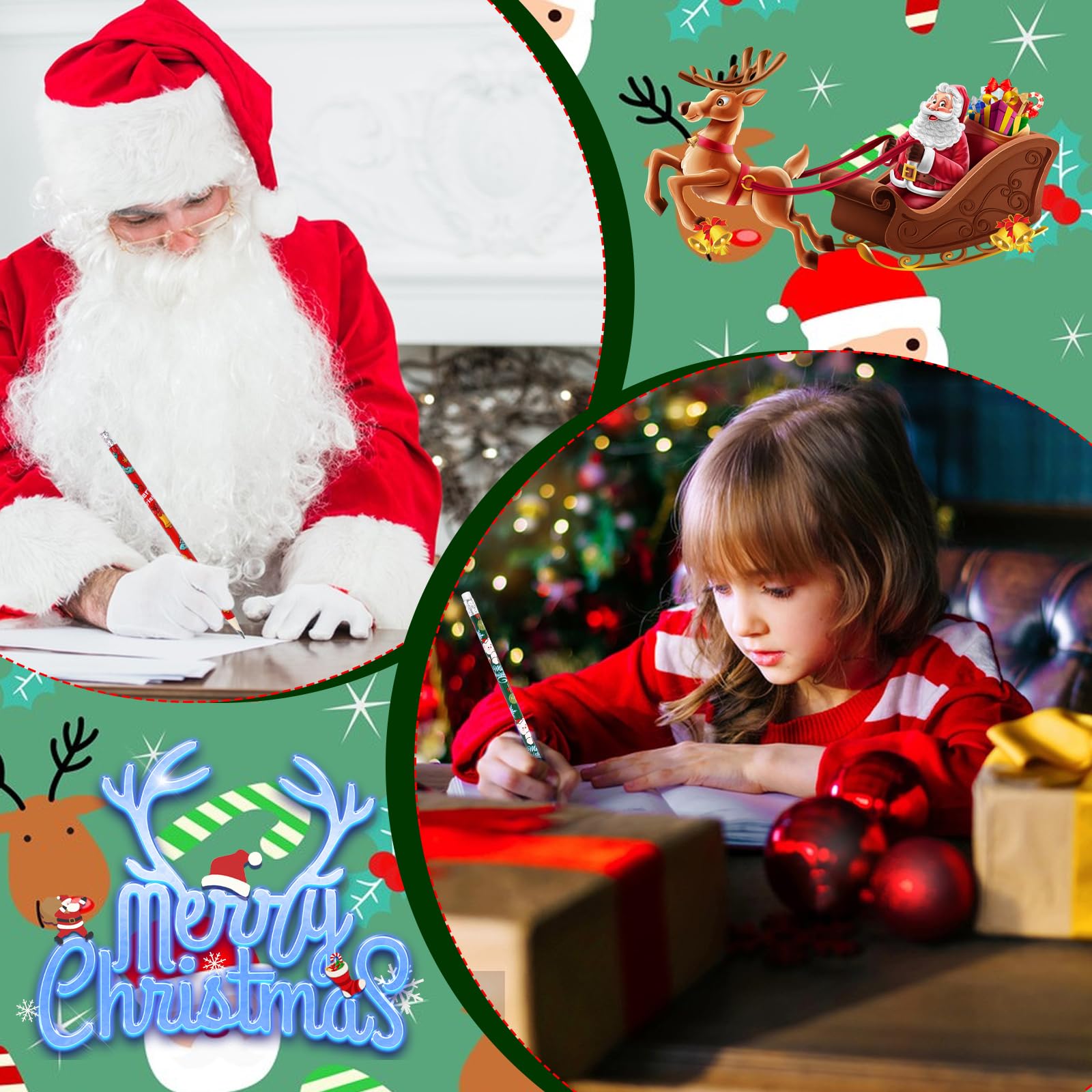 Kerst potloden potlood met kerst gum