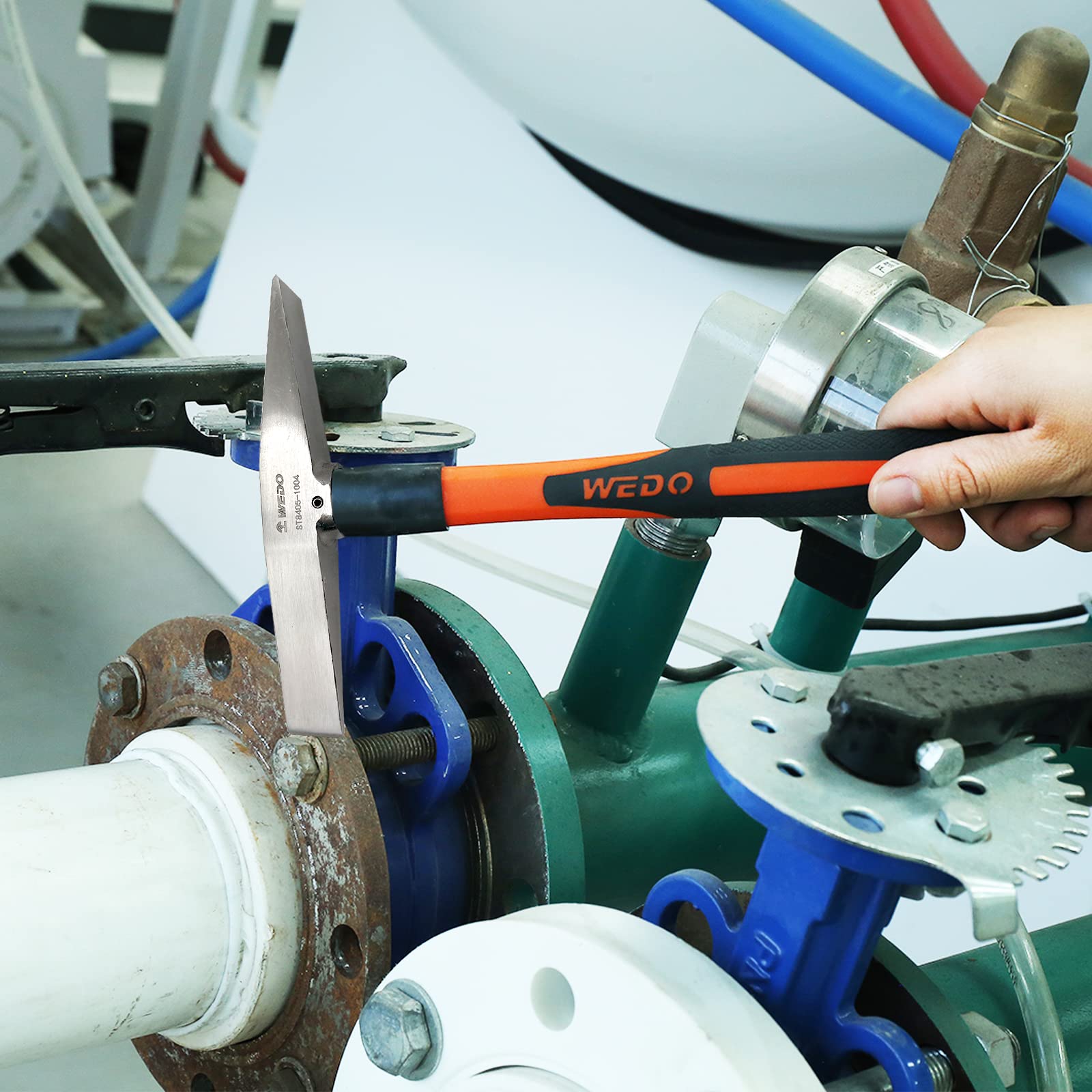WEDO Marteau de soudeur pour professionnels - 150g,Marteau à piquer en acier inoxydable,Résistant à la Rouille,Manche en fibre de verre