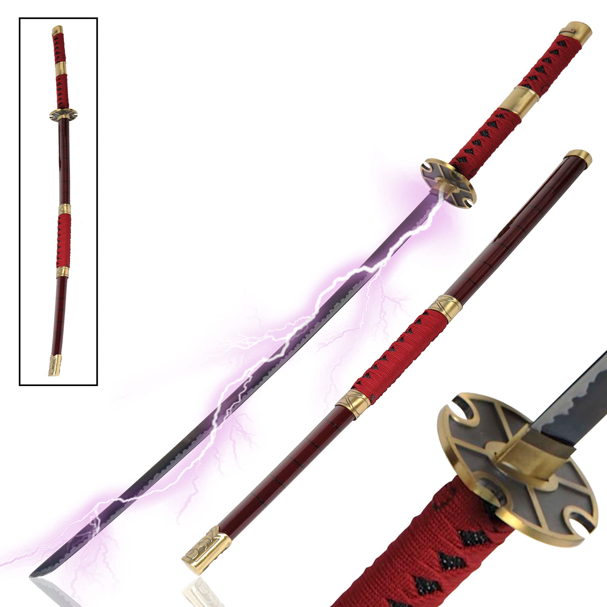 Swords and more One Piece – Roronoa Zoro Schwerter, Sandai Kietsu, Edelstahl Schwert mit Scheide 96,5 cm, Zoro Katana, One Piece Schwerter für Zoro Cosplay One Piece