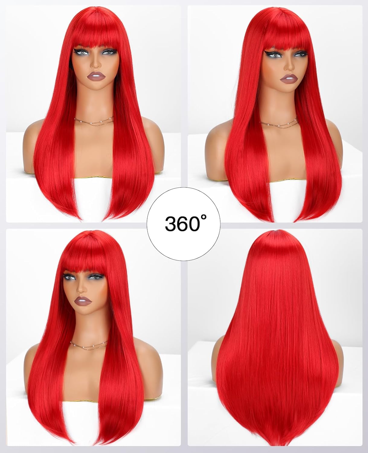 Creamily Long Red Wig with Bangs - Image 4