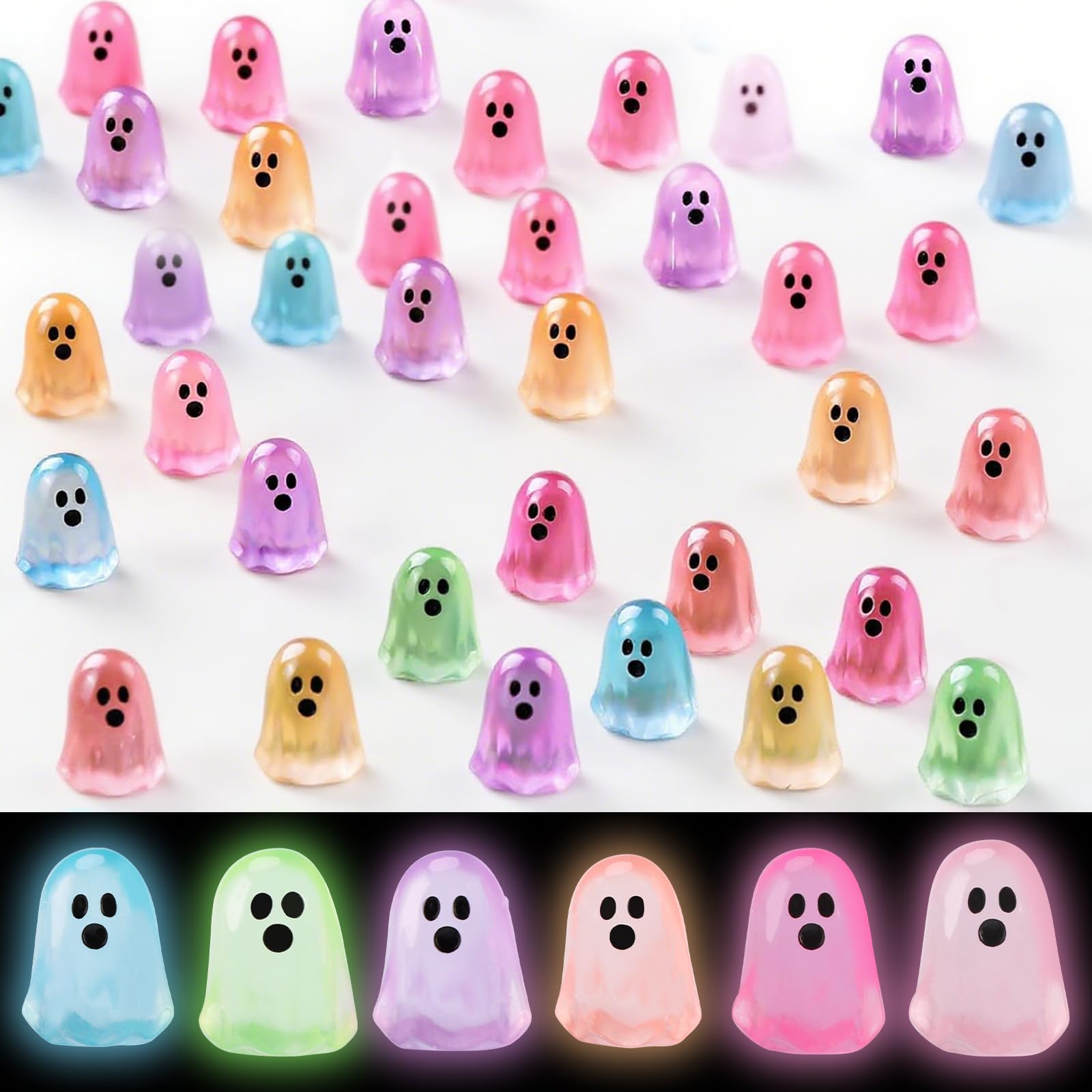 50 Pcs Halloween Small Ghost Ghost Decorations Glow In The Dark Funny Table