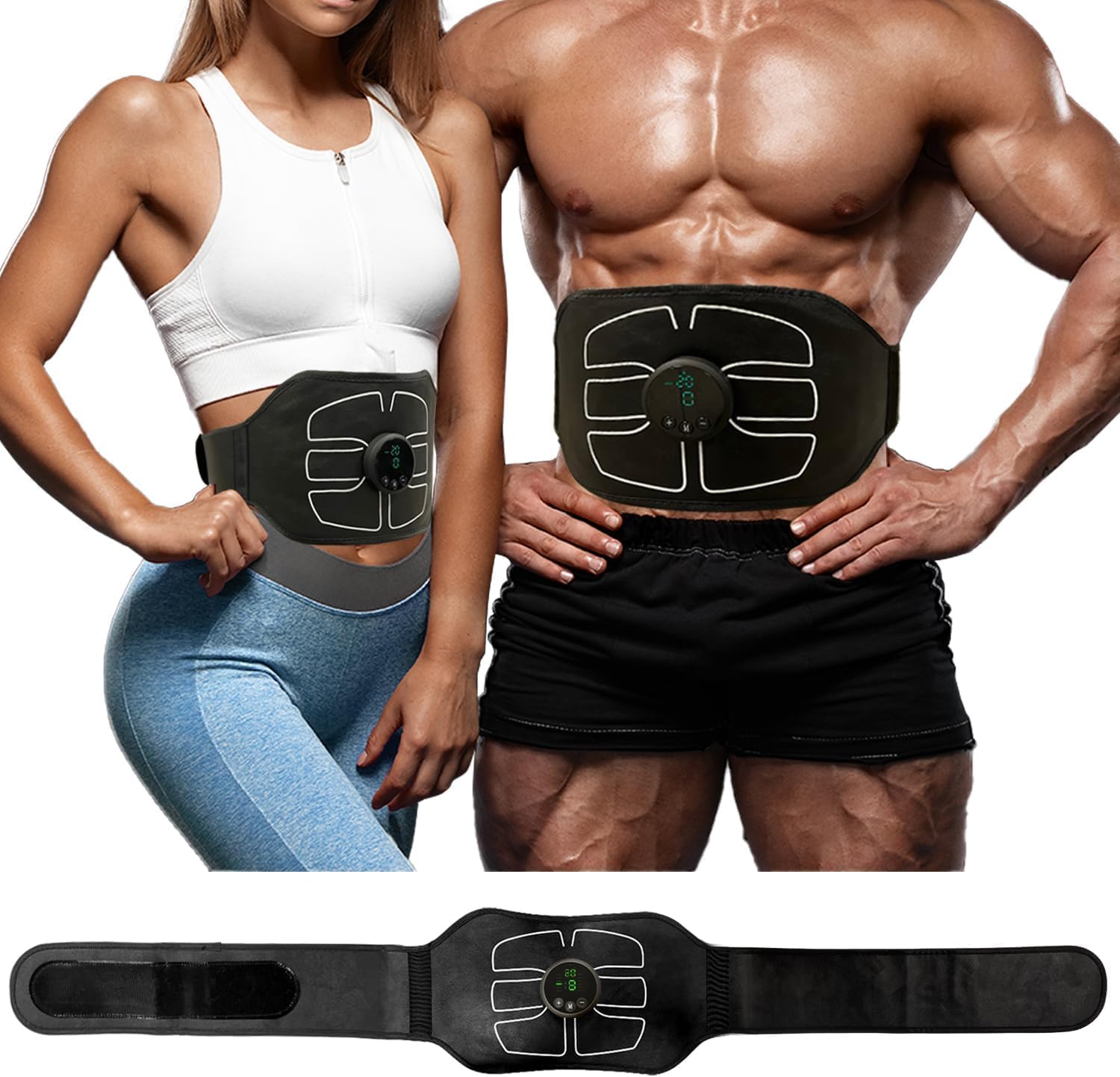 ABS Fitness Massager for Men & Women - EMS Stomach Muscle Stimulator, Portable Abdominal Belt, Ab Machine & ABS Workout Equipment For Women And Men, Black White-picture-20