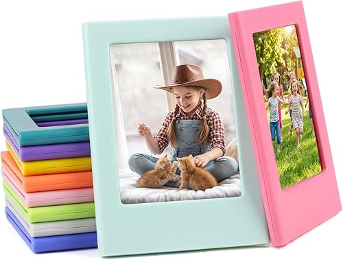 Magnetic Photo Frames for Instax Mini 2.5“x3.5” – 10-Pack Colorful Polaroid Frames, Strong Refrigerator Magnets for Fridge, Locker & Dorm Decor