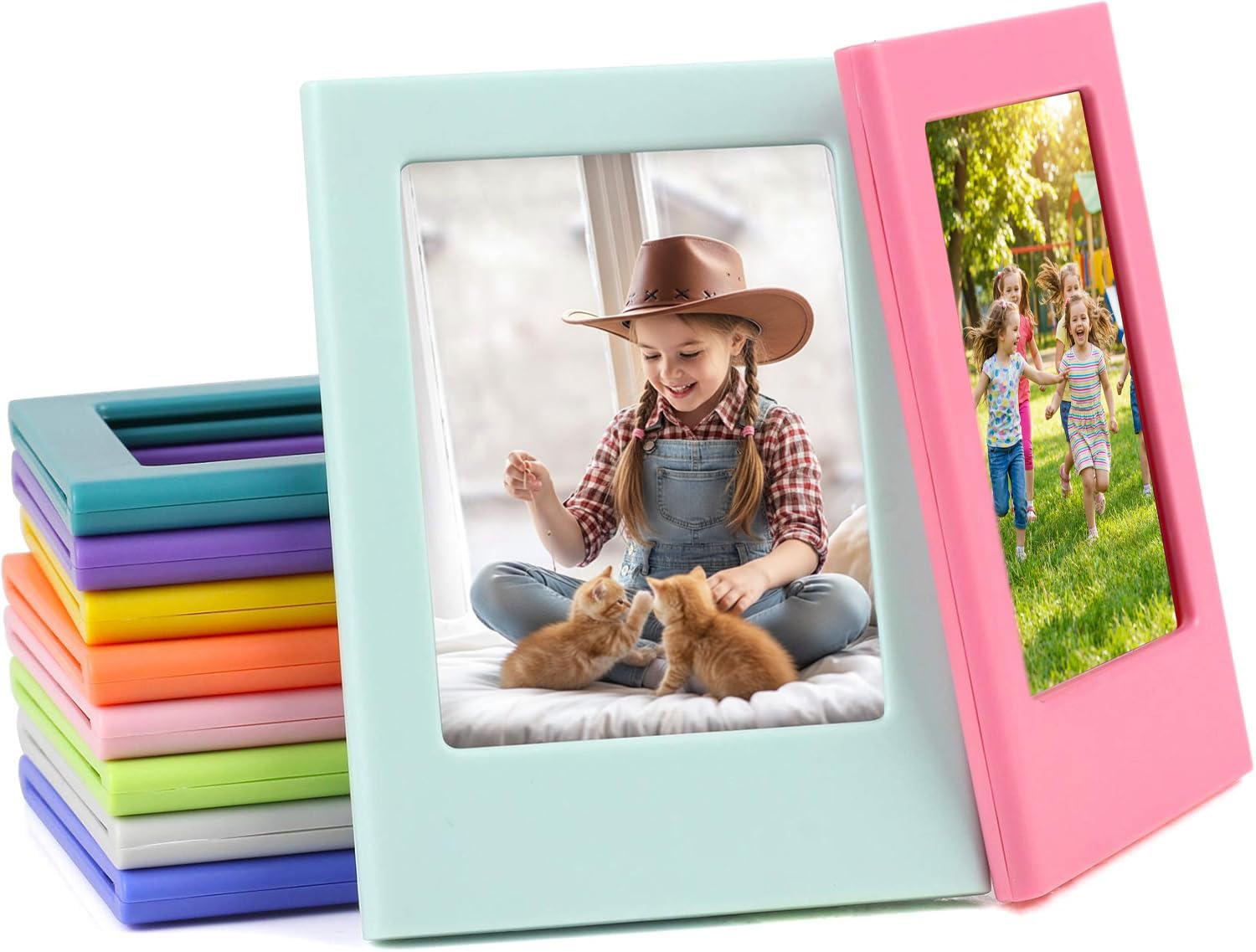 Magnetic Photo Frames for Instax Mini 2.5“x3.5” – 10-Pack Colorful Polaroid Frames, Strong Refrigerator Magnets for Fridge, Locker & Dorm Decor