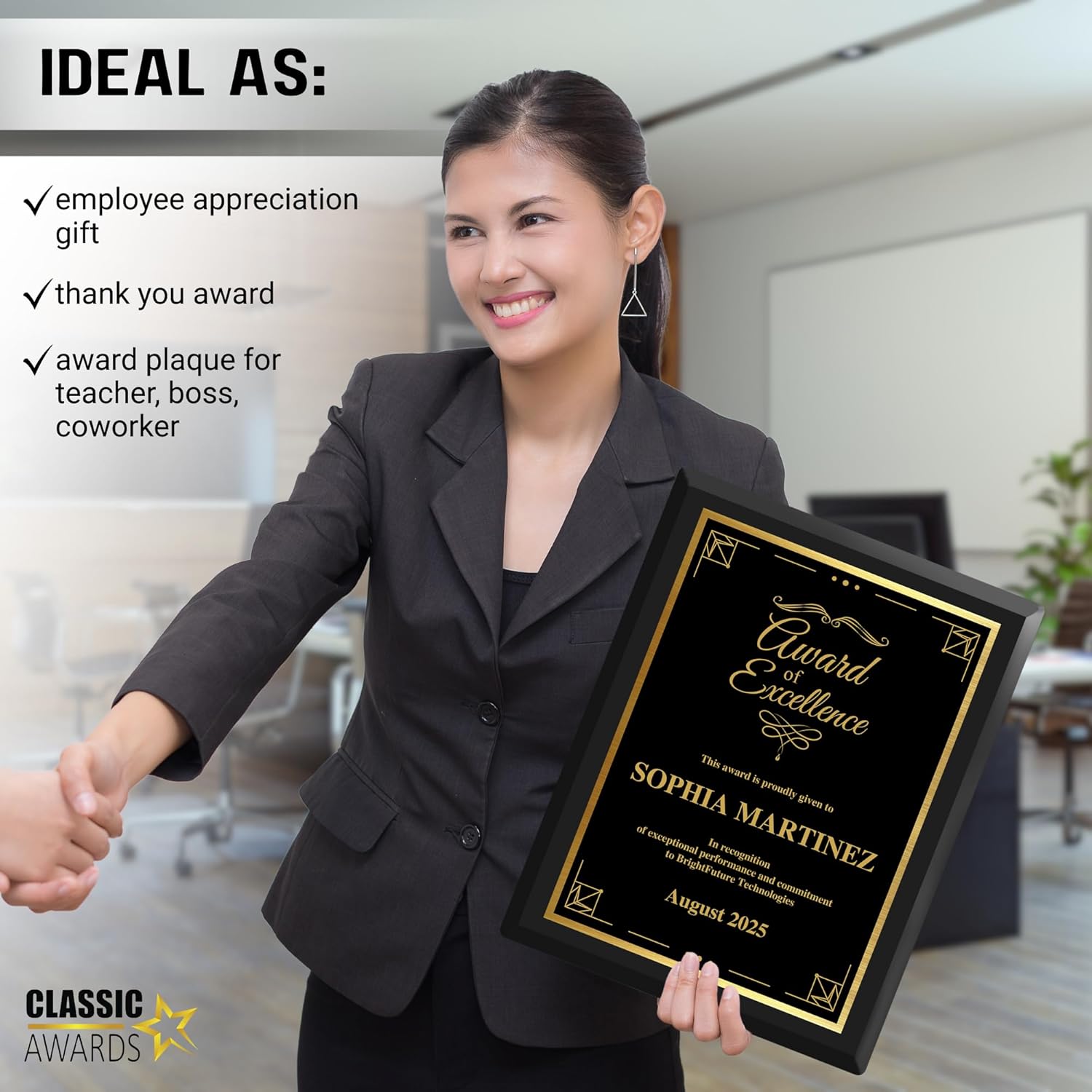 Elegant Custom Plaque - Add Your Own Text or Logo - Personalized Award Plaque for Employee of the Month, Ideal as Recognition Awards for Employees, Retirement, and Service Appreciation (Award Of Excellence, 7" x 9")