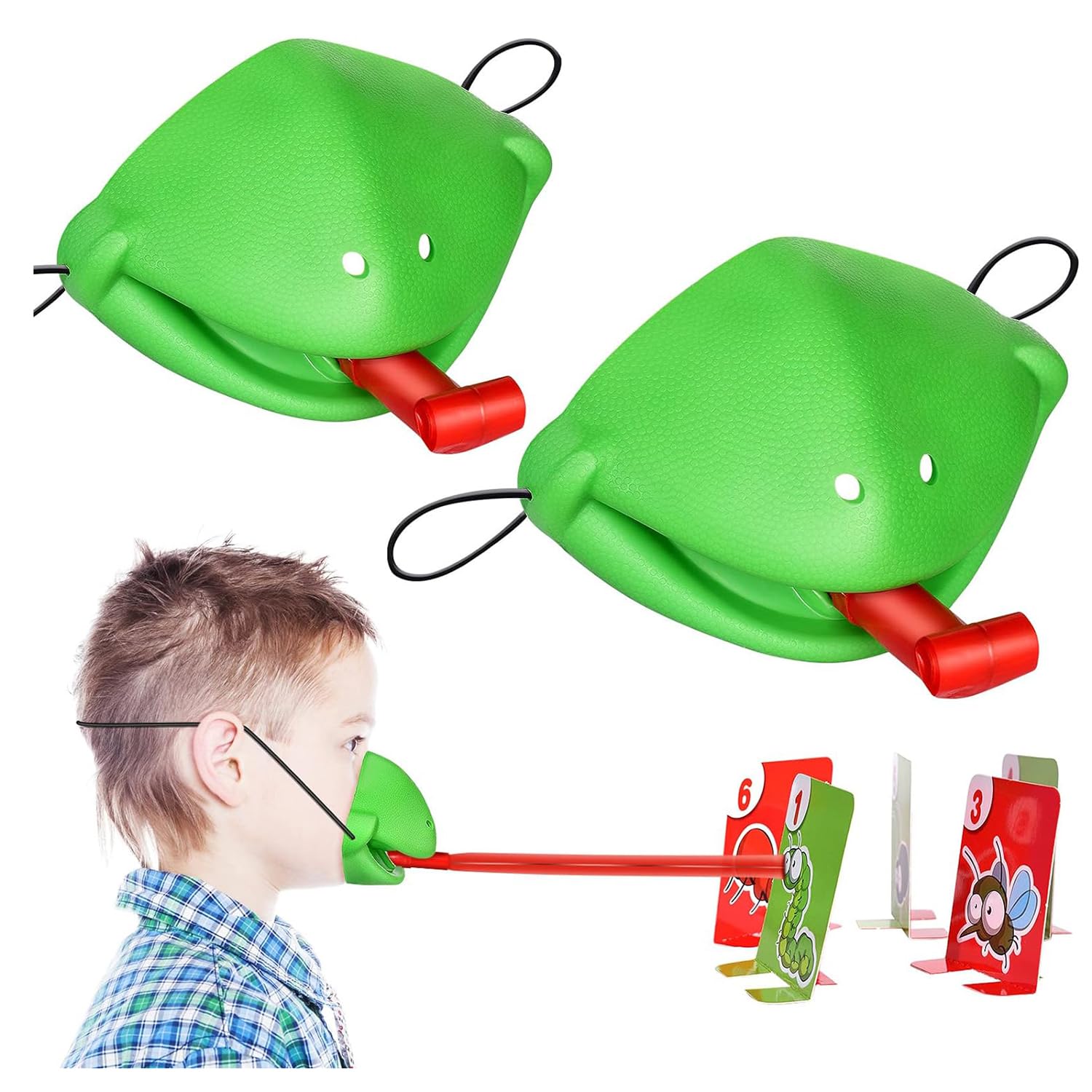 Xsping Catch Bugs Game, 2 Pcs Be Quick to Lick The Bugs Chameleon Game with 2 Blowing Bars, Family Kids Board Games Suitable for 2 People to Play, Memory Fun Games for 4-10 Year Boys and Girls Toys